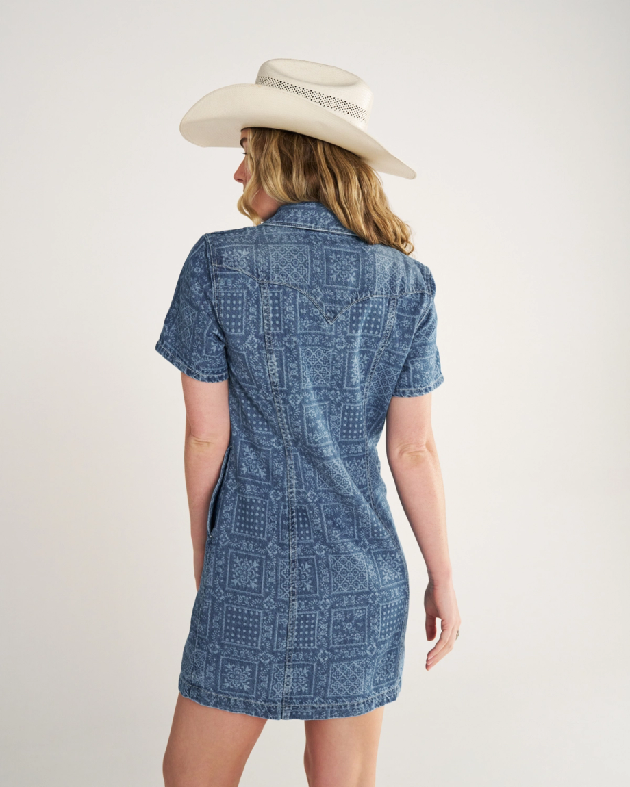 Alternative view of Women's Short Sleeve Mini Pearl Snap Dress