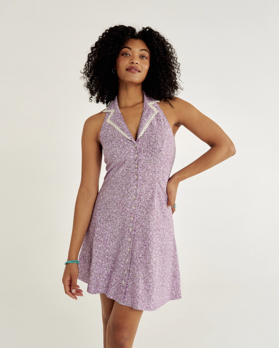 Women's Sleeveless Collared Mini Dress