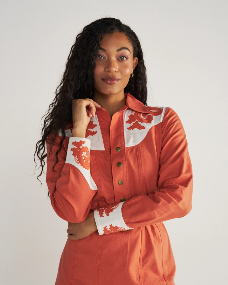 Women's Long Sleeve Applique Mini Dress - Image 3